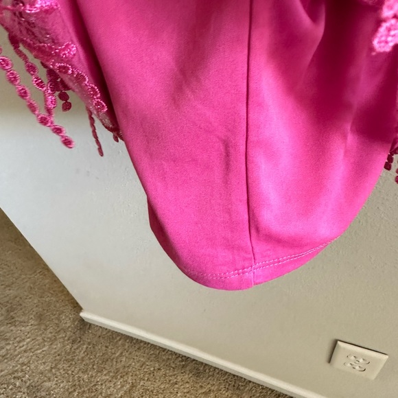 A7 - 377 Lulus hot pink lace up fringe mini dress size medium NWT - Picture 10 of 15